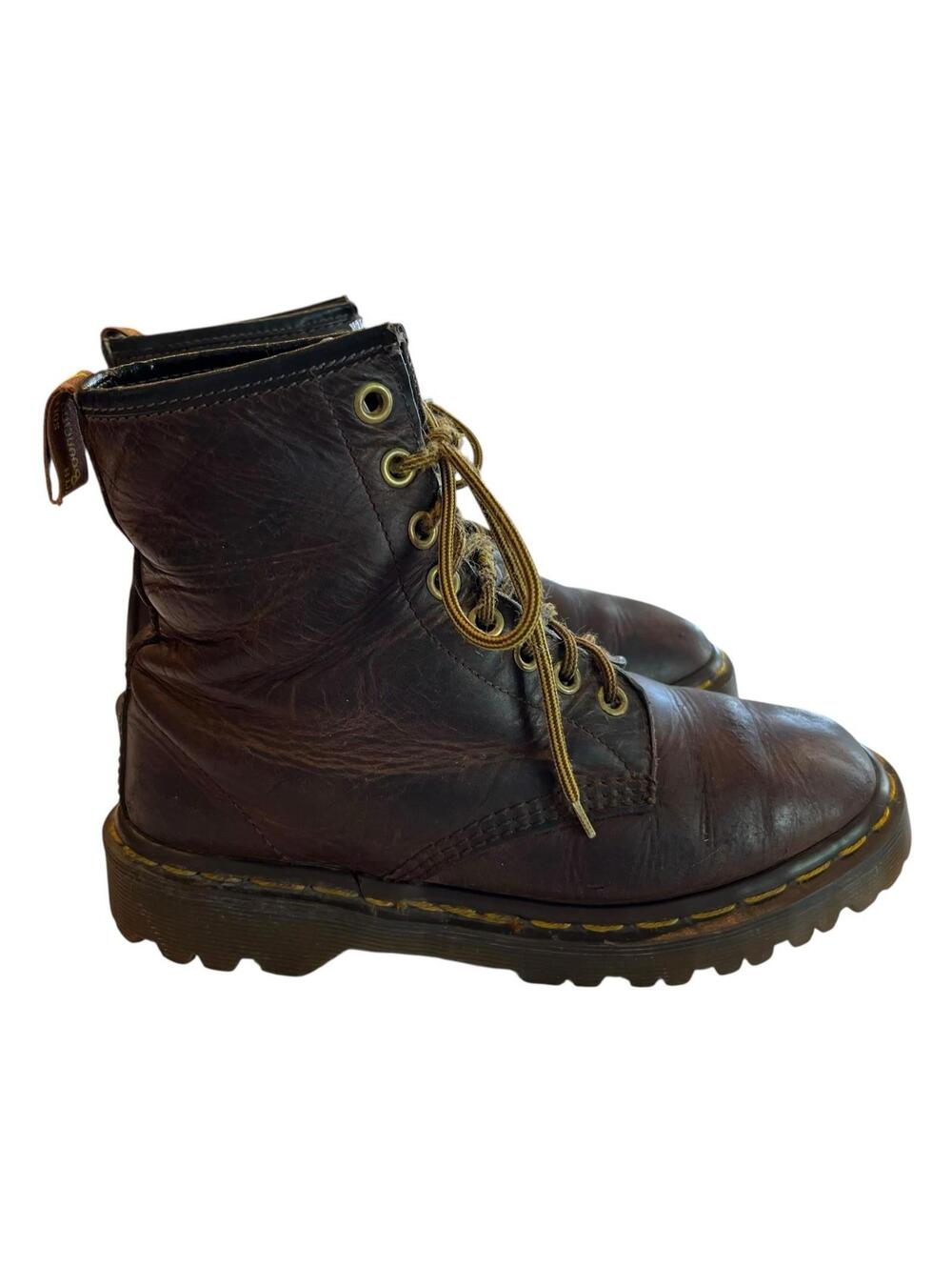 Doc Martens Made In England Brown Leather 1460 8 Eye Boot Air Walk Sz 6 US 4 UK